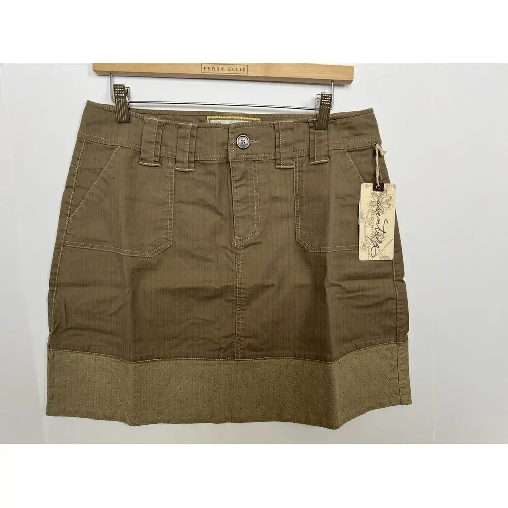 Aventura Melia Women's Skirt Size 16 Brushed Nickel Button Front Organic Cotton